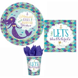 Mermaid Shellebrate party set 32 pcs with 23 cm plate