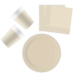 Colour Unicolour Beige, Beige party set with 36 pieces and 23 cm plates