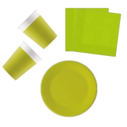 Couleur Unicolore Vert Clair, Set de fête vert 36 pièces avec assiette de 20 cm