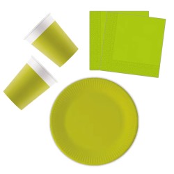 Colour Unicolour Light Green, Green party set 36 pcs with 23 cm plates