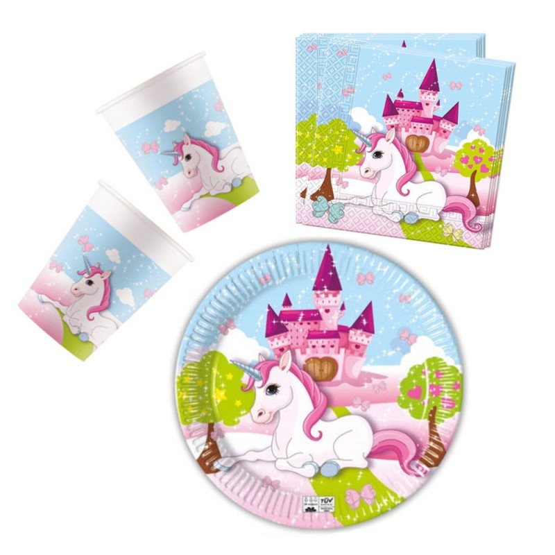 Unicorn Unicorn Castle, party set 36 pieces with 20 cm plate