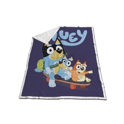 Couverture Sherpa Bluey Skateboard 120x150cm