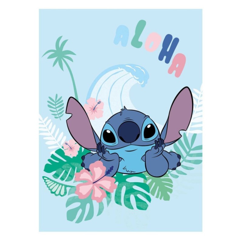 Couverture polaire corail Disney Lilo et Stitch Aloha 100x150cm