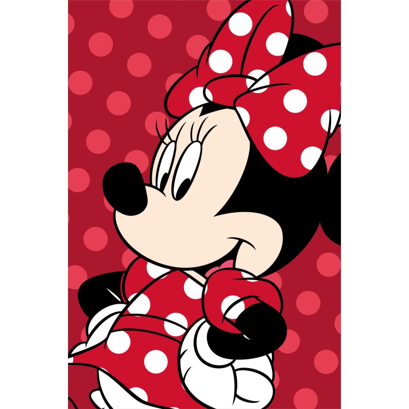 Couverture en micropolaire rouge Disney Minnie 100x150cm