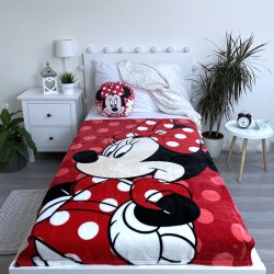 Couverture en micropolaire rouge Disney Minnie 100x150cm