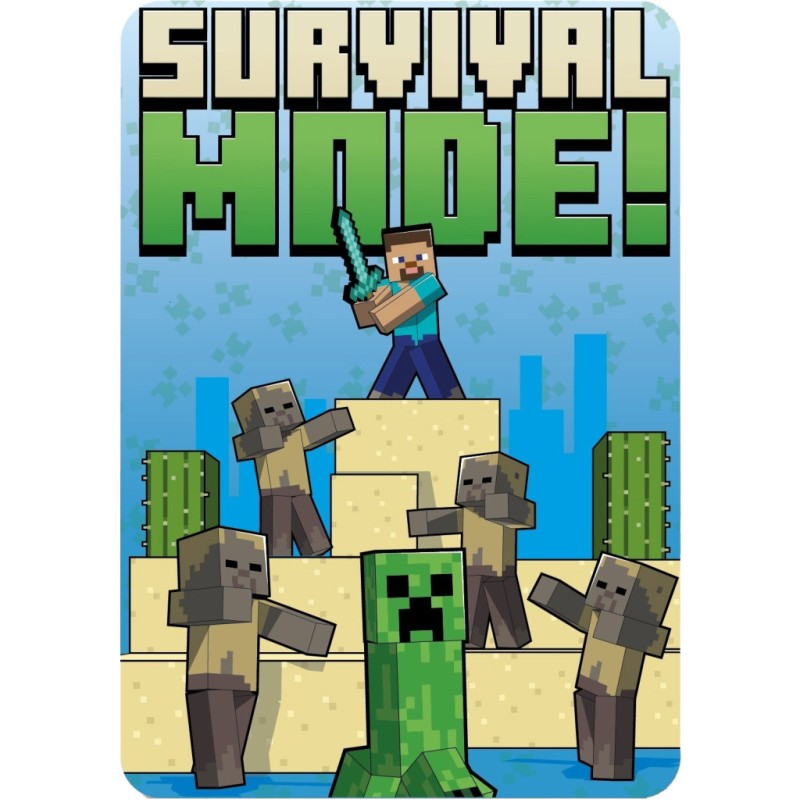 Couverture polaire Minecraft Survival Mode 100x140cm