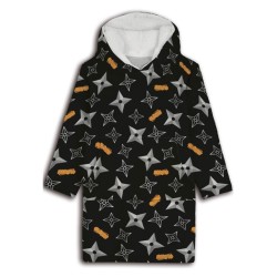 Couverture polaire en peluche Naruto Shuriken, poncho 7-14 ans