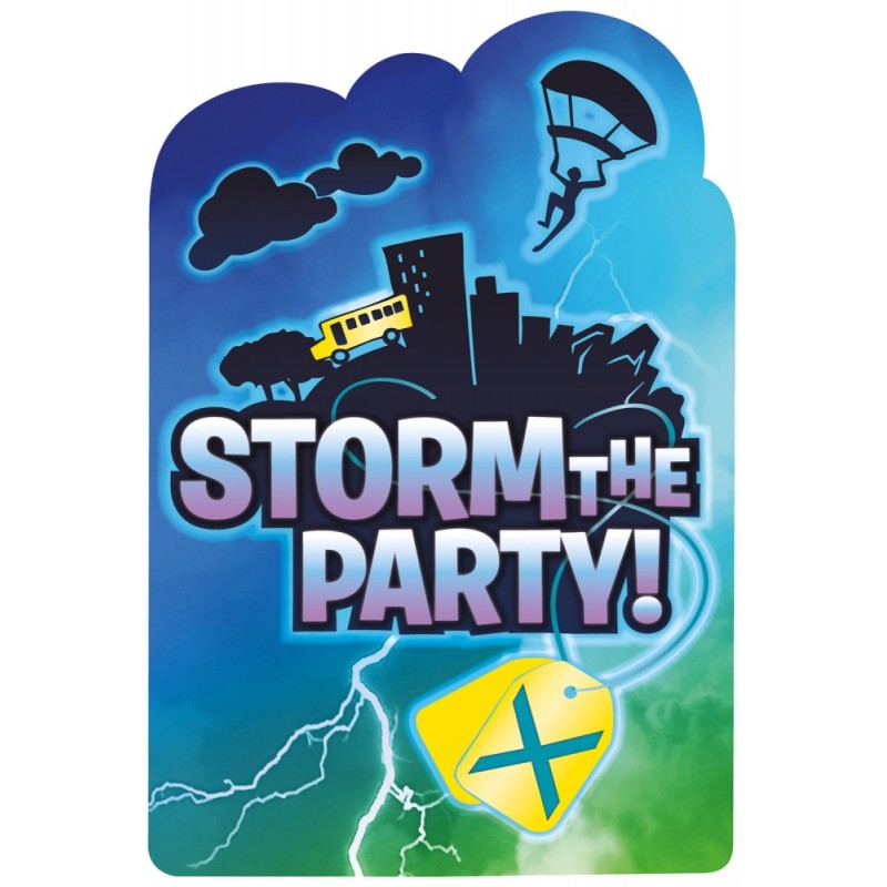 Lot de 8 invitations à la fête Battle Royal Storm