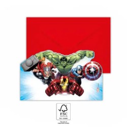 Lot de 6 invitations à la fête Avengers Infinity Stones FSC