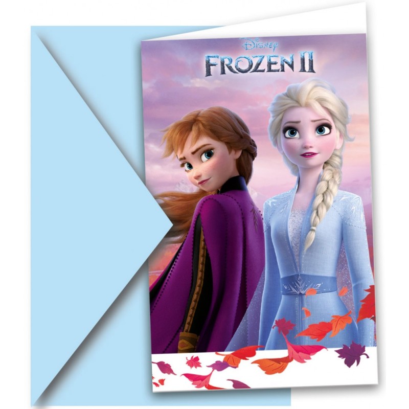 Invitation à une fête Disney Frozen Leaf 6 pièces