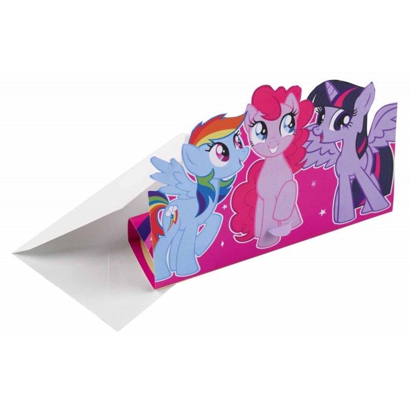 Invitation à une fête My Little Pony Rainbow Sparkle 8 pièces.