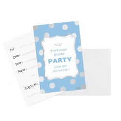 Colour Silver Dots Blue Invitation 6 pcs