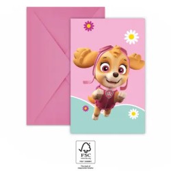 Paw Patrol Skye and Everest party invitation 6 pcs FSC