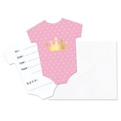 Lot de 6 cartes d'invitation roses pour petite fille