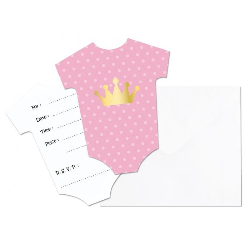 Lot de 6 cartes d'invitation roses pour petite fille