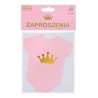 Lot de 6 cartes d'invitation roses pour petite fille