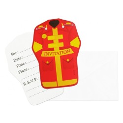 Fireman Fire Brigade yellow invitation 6 pcs