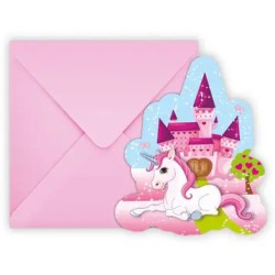 Invitation à une fête au château de la licorne, 6 pièces.