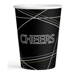 Happy New Year Black Cheers paper cup 8 pcs 250 ml