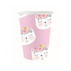 Lot de 6 gobelets en papier à motif de chat endormi, 250 ml