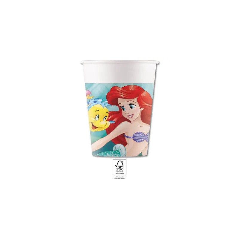 Lot de 8 gobelets en papier Princesse Disney Ariel Curious 200 ml FSC