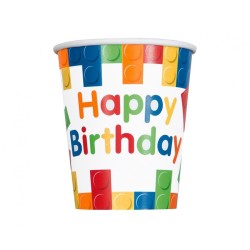 Happy Birthday Blocks Building Block Happy Birthday paper cup 8 pcs 266 ml