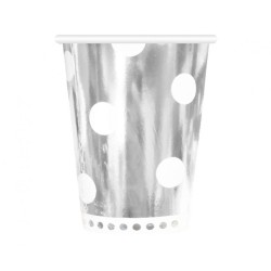 Colour B&C Polka Dots Silver Silver Paper Cup 6 pcs 266 ml