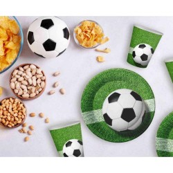 Lot de 6 gobelets en papier à motif de terrain de football, 200 ml