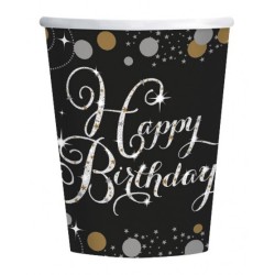 Happy Birthday Gold Happy Birthday paper cup 8 pcs 250 ml