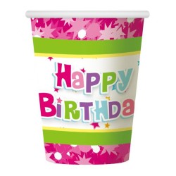 Happy Birthday Pink Happy Birthday Paper Cup 6 pcs 270 ml