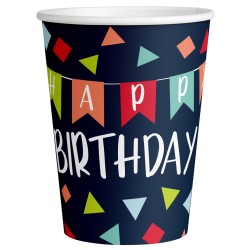 Raison de célébrer un anniversaire Gobelets en papier Joyeux anniversaire 8 pièces 250 ml