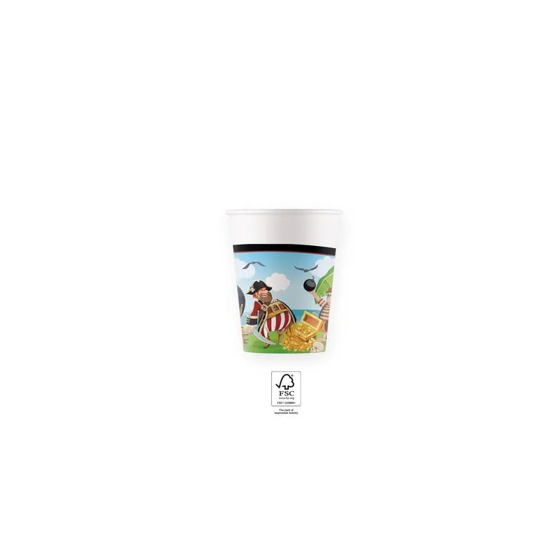 Pirate Island paper cup 8 pcs 200 ml FSC