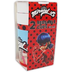 Ensemble de 2 gobelets en plastique Miraculous Tales of Ladybug et Chat Noir Hero 230 ml