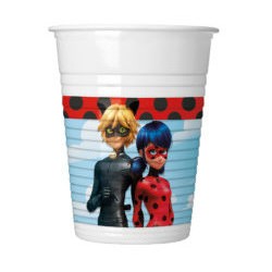 Coffret de 8 gobelets en plastique Miraculous Tales of Ladybug et Chat Noir Hero, 200 ml