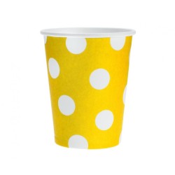 Gobelet en papier jaune à pois jaunes 6 pièces 270 ml