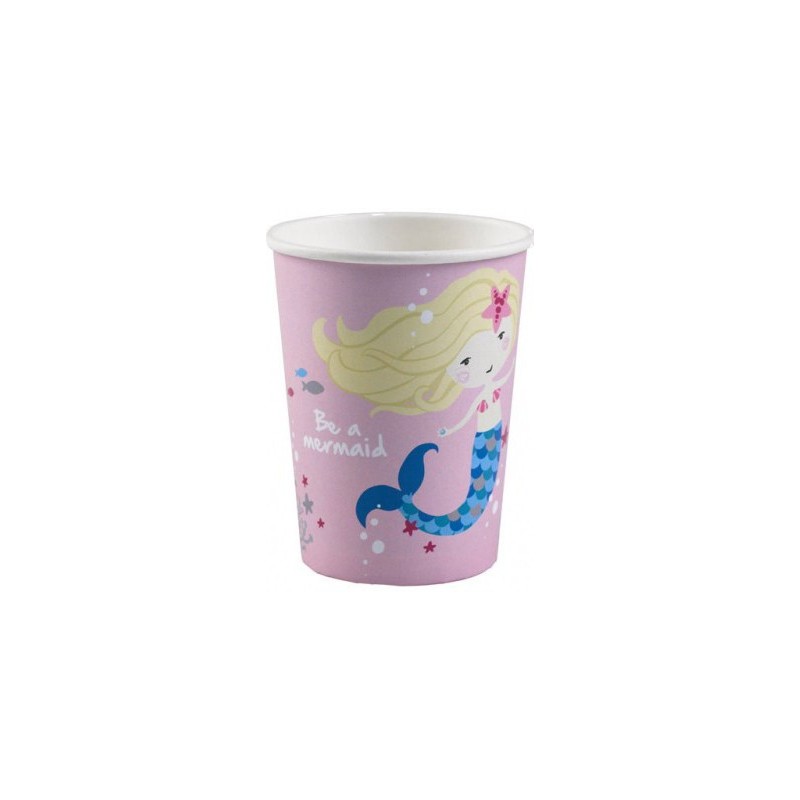 Gobelets en papier Mermaid Shellebrate 8 pièces 250 ml