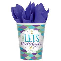 Mermaid Shellebrate paper cup set of 8, 250 ml