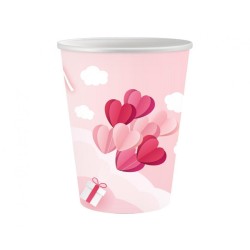 Gobelets en papier rose Love Love Is In The Air, 6 pièces, 250 ml