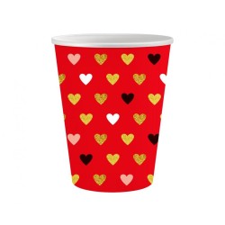 Love XOXO Red paper cup set of 6, 250 ml