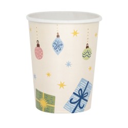 Gobelets en papier motif forêt d'hiver de Noël 8 pièces 250 ml