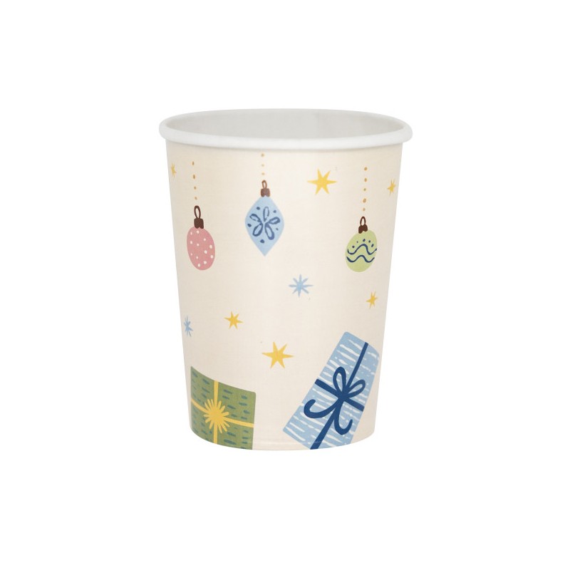 Gobelets en papier motif forêt d'hiver de Noël 8 pièces 250 ml