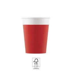 Colour Unicolour Red, Red Paper Cup 8 pcs 200 ml FSC