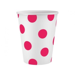 Colour Magenta Polka Dots Red Paper Cup 6 pcs 250 ml