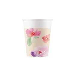 Gobelets en papier à fleurs aquarelles Blume 8 pièces 200 ml