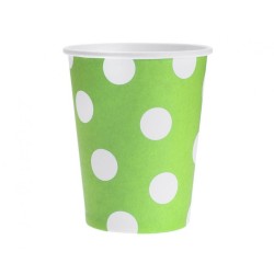 Gobelet en carton vert à pois verts, 6 pièces, 270 ml