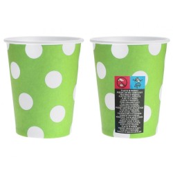 Gobelet en carton vert à pois verts, 6 pièces, 270 ml