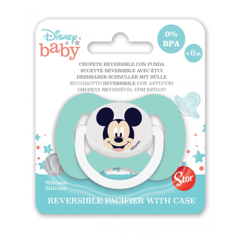 Sucette réversible pour bébé Disney Mickey avec étui