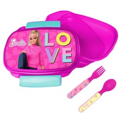 Coffret à sandwich et couverts Barbie Love