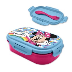 Disney Minnie  Rainbows Sandwich Box + Cutlery Set