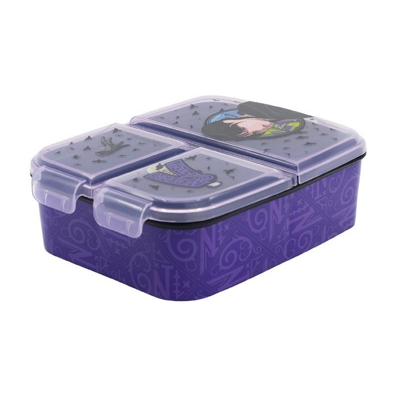 Wednesday Nevermore Academy compartmentalized lunch box, sandwich box